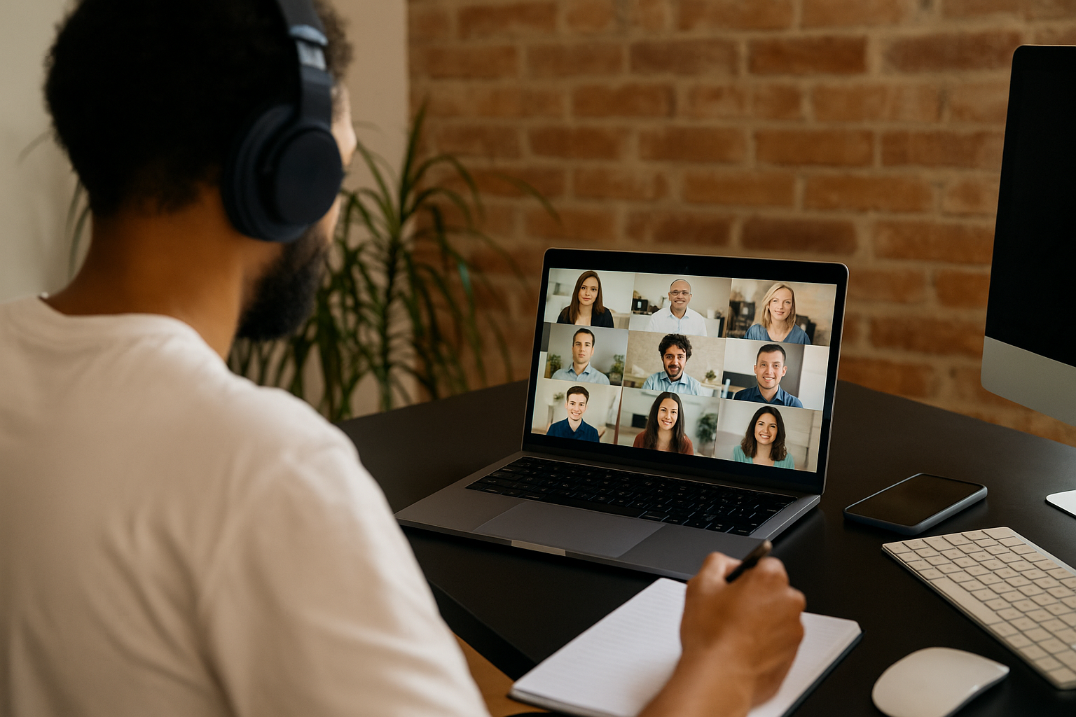 Remote HR consulting session on video call
