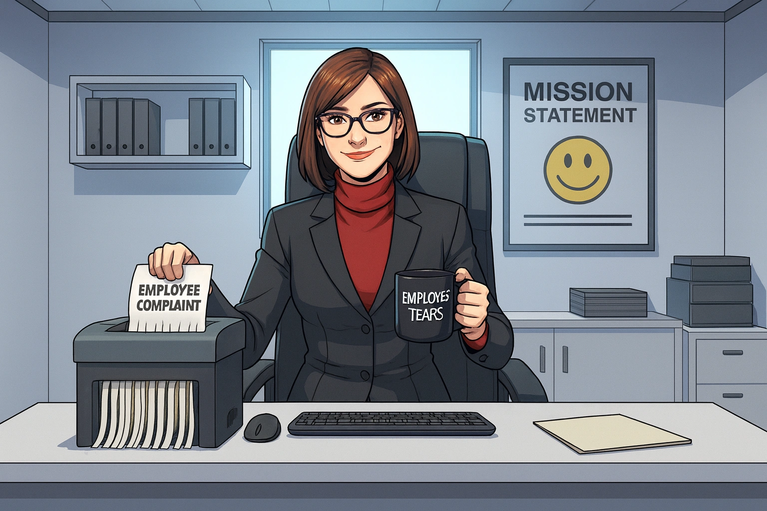 An HR professional and an employee shaking hands, demonstrating how HR supports employees in a positive and collaborative way.