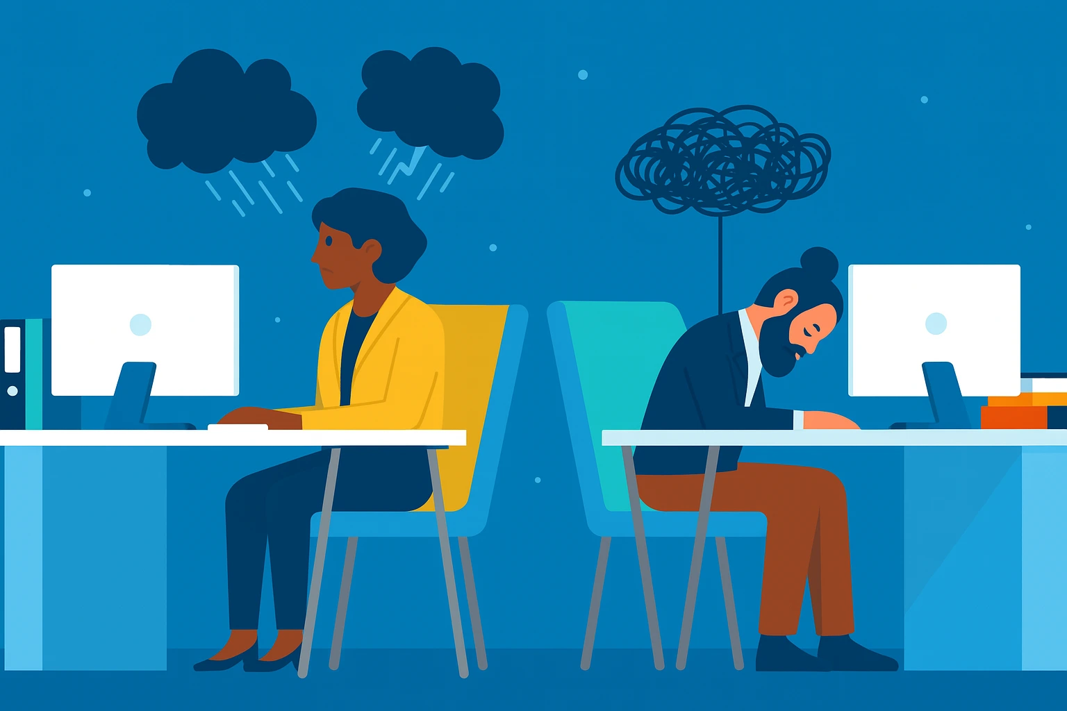 Manager reviewing employee performance goals and metrics during a planning meeting